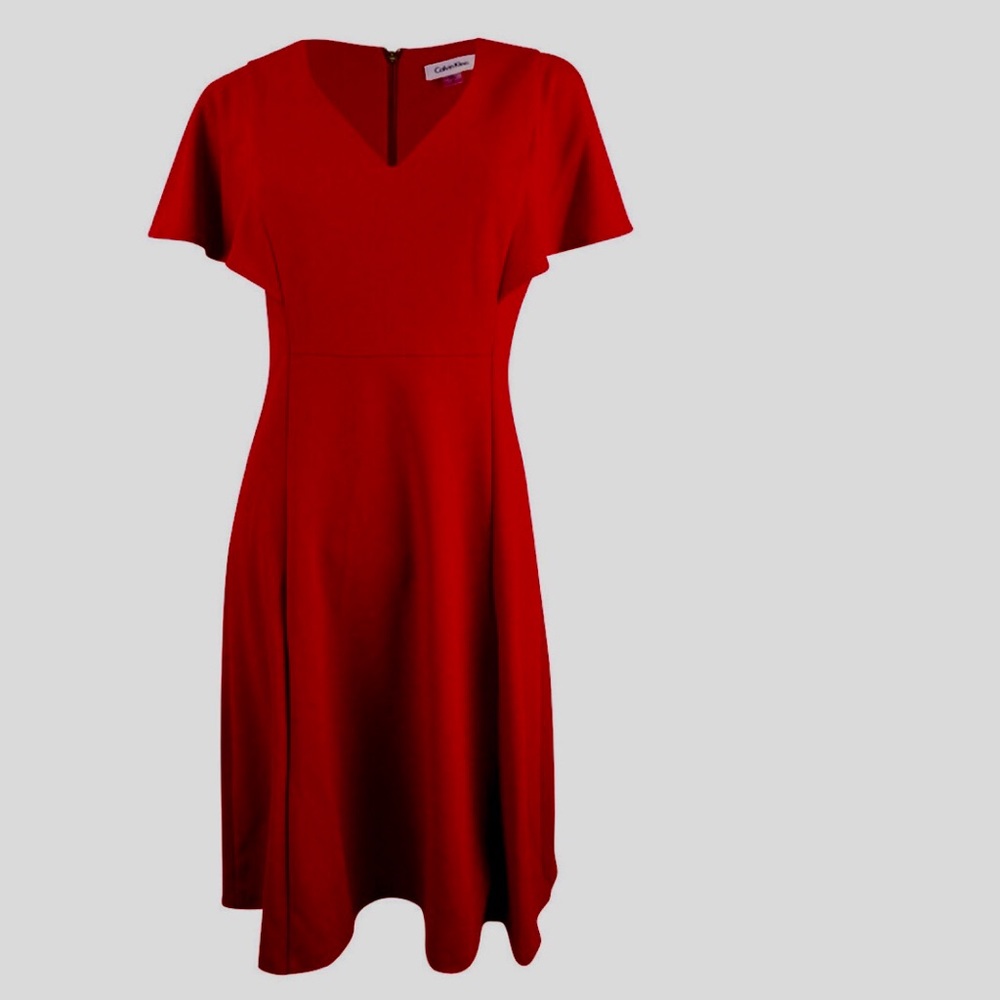 Calvin Klein Flutter Sleeve A-line Cocktail Dress